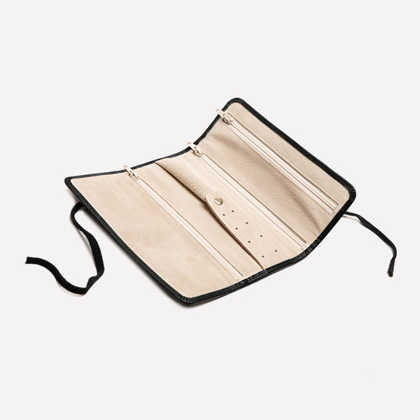 Ettinger Capra Ecru Large Jewellery Roll Black/Ecru