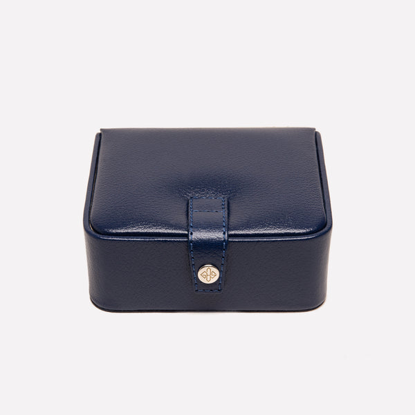 ettinger Capra Ecru Medium Jewellery / Cufflink Box Marine Blue/Ecru