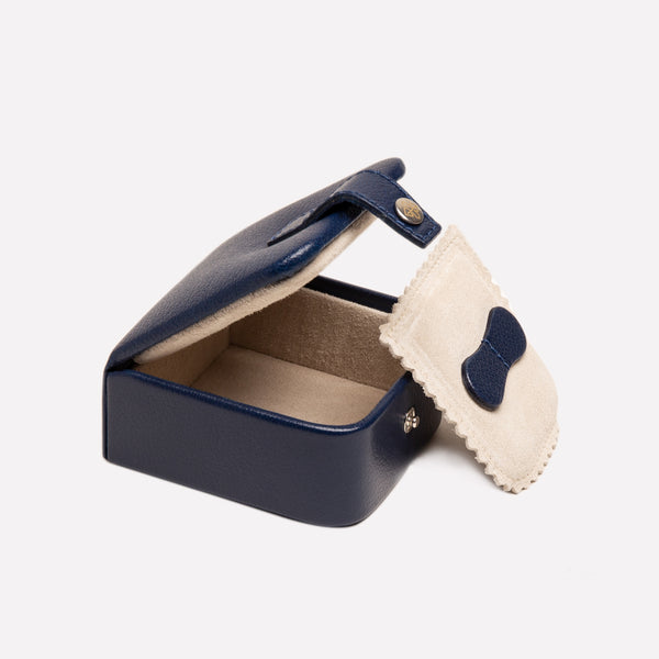 Ettinger Capra Ecru Small Jewellery / Cufflink Box Marine Blue/Ecru
