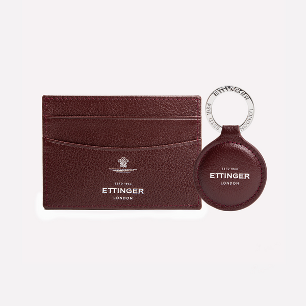 ettinger Capra Flat Credit Card Case & Round Key Fob Bordeaux