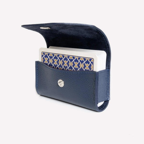 Ettinger Capra Single Playing Card Case & Poker Dice Set Marine Blue