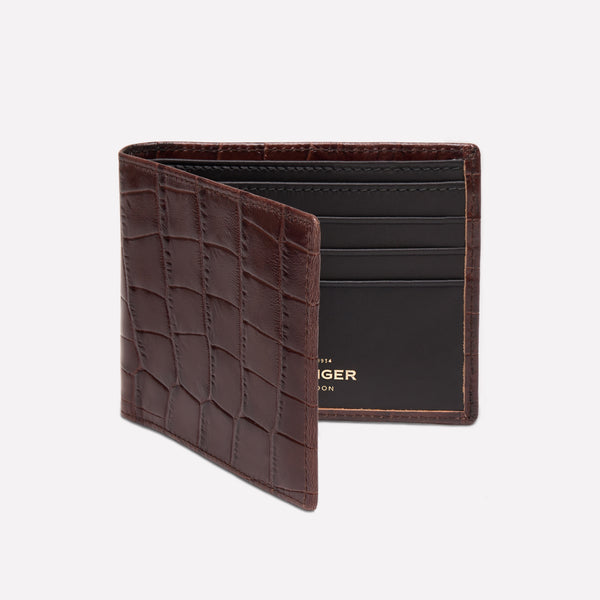 Ettinger Croco Billfold Wallet With 6 C/C Ebony/Black