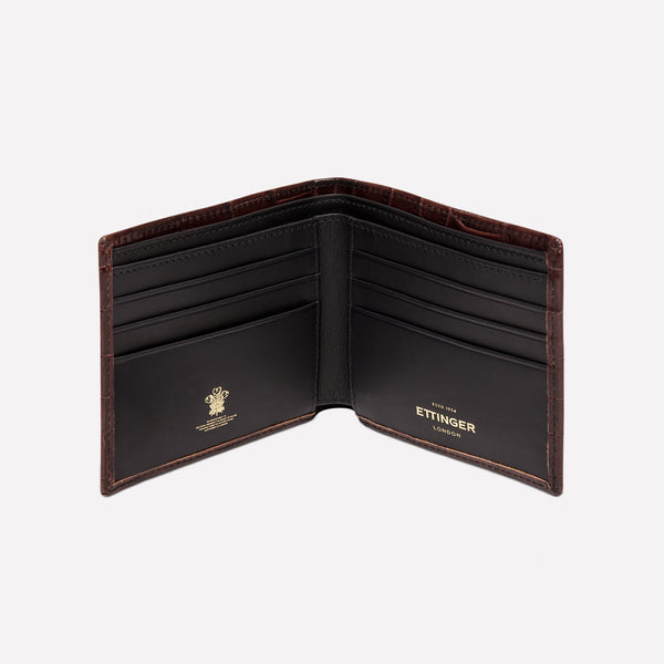 Ettinger Croco Billfold Wallet With 6 C/C Ebony/Black