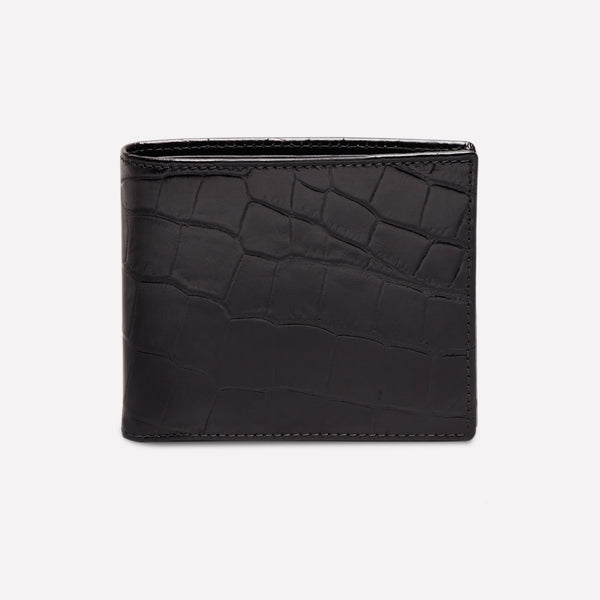 Ettinger Croco Billfold With 3 C/C & Coin Purse Mahogany/Black