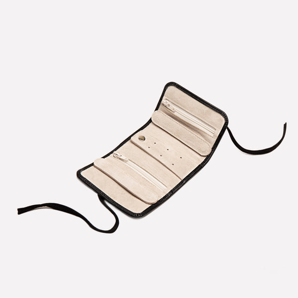 Ettinger Capra Ecru Mini Jewellery Roll Black/Ecru