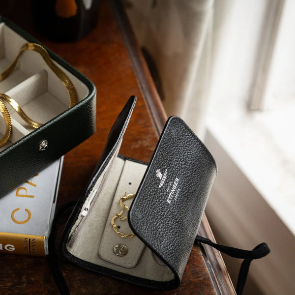 Ettinger Capra Ecru Mini Jewellery Roll Black/Ecru