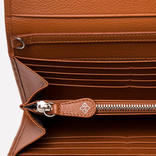 Ettinger Capra Large Flap-Over Purse Tan