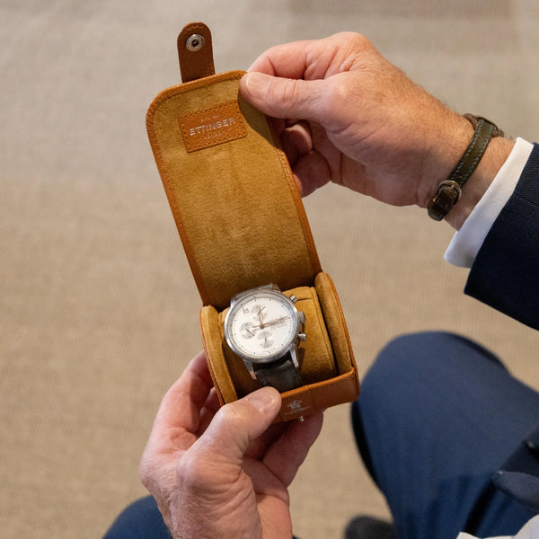 Ettinger Capra Single Watch Roll Tan