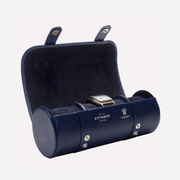 Ettinger Capra Triple Watch Roll Marine Blue