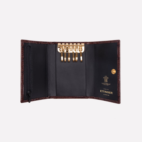 Ettinger Croco 6-Hook Key Case Ebony/Black