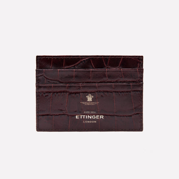 Ettinger Croco Flat Credit Card Case Ebony/Black