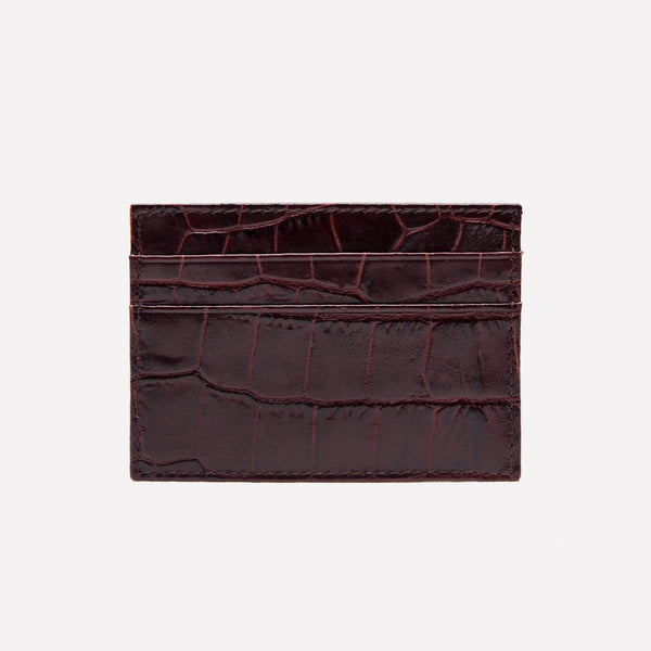 Ettinger Croco Flat Credit Card Case Ebony/Black