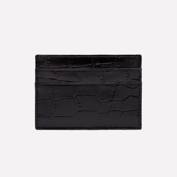 ettinger Croco Flat Credit Card Case Ebony/Black