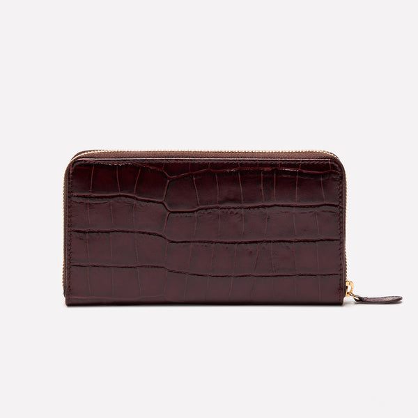 Ettinger Croco Large Zip-Around Purse Ebony/Black