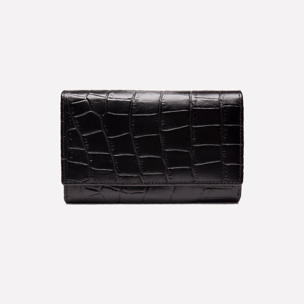 Ettinger Croco Midi Flap-Over Purse Mahogany/Black