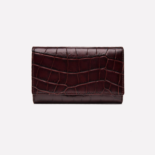 ettinger Croco Midi Flap-Over Purse Mahogany/Black