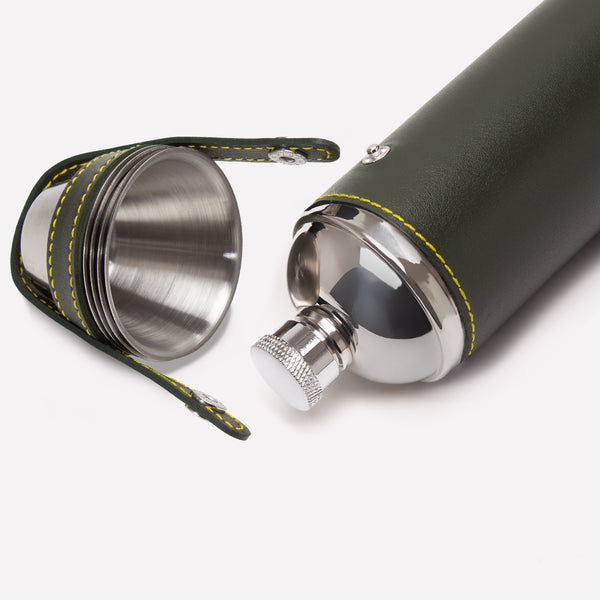 Ettinger Hudson Country Life X Ettinger 8oz Hunter Flask With 4 Cups Olive/Yellow