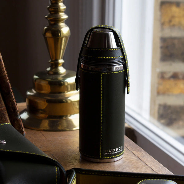Ettinger Hudson Country Life X Ettinger 8oz Hunter Flask With 4 Cups Olive/Yellow