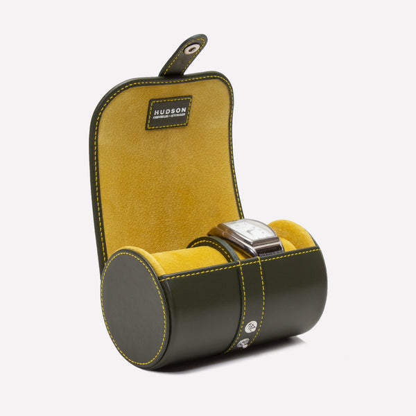 Ettinger Hudson Country Life X Ettinger Double Watch Roll Olive/Yellow