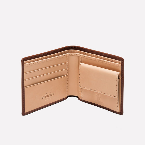 Ettinger Saint Crispin Billfold Wallet With 3 C/C & Coin Purse Bracken/Eggshell