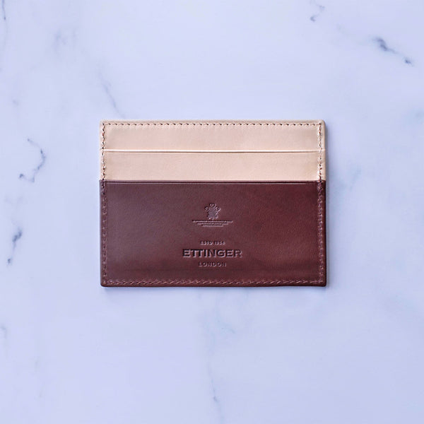 Ettinger Saint Crispin Flat Credit Card Case Bracken/Eggshell