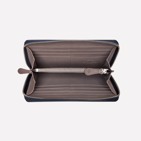 Ettinger Saint Crispin Large Zip-Around Purse Deep Sea/Dry Stone