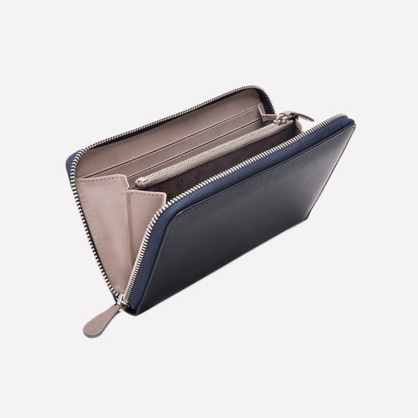 Ettinger Saint Crispin Large Zip-Around Purse Deep Sea/Dry Stone