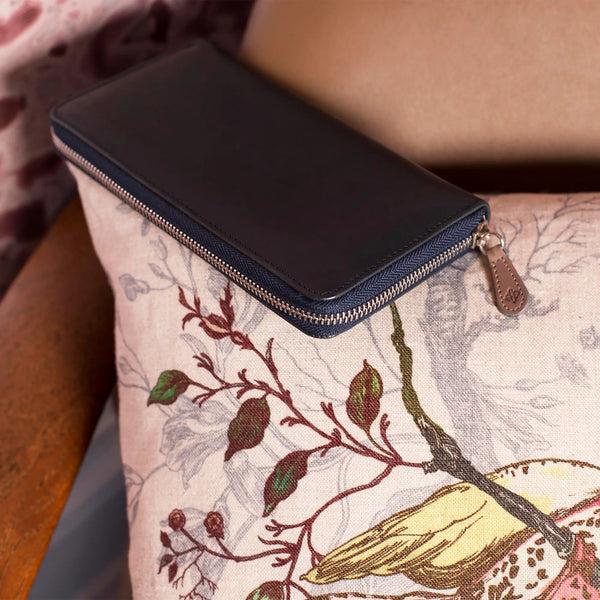 Ettinger Saint Crispin Large Zip-Around Purse Deep Sea/Dry Stone