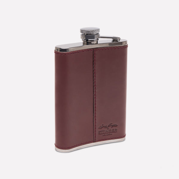 Ettinger Saira Hunjan X Ettinger Pheasant 6oz Hip Flask Oxblood/Silver