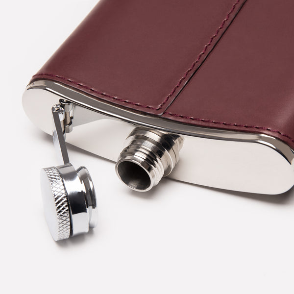 Ettinger Saira Hunjan X Ettinger Pheasant 6oz Hip Flask Oxblood/Silver