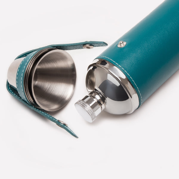 Ettinger Sterling 8oz Hunter Flask With 4 Cups Turquoise