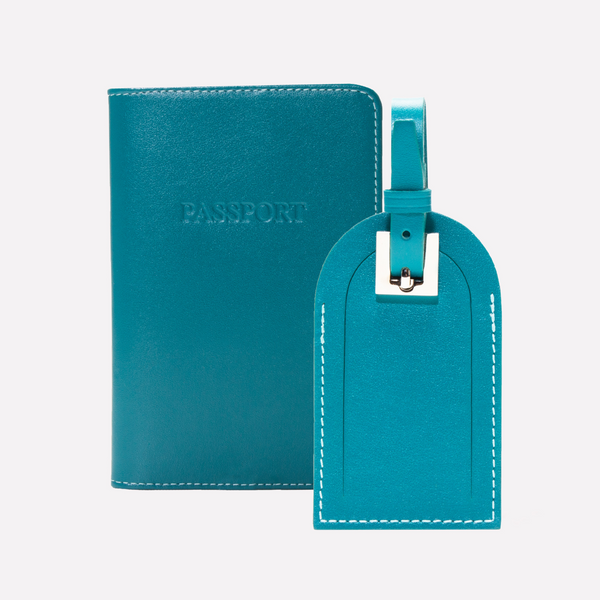 ettinger Sterling Passport Case & Luggage Tag Turquoise
