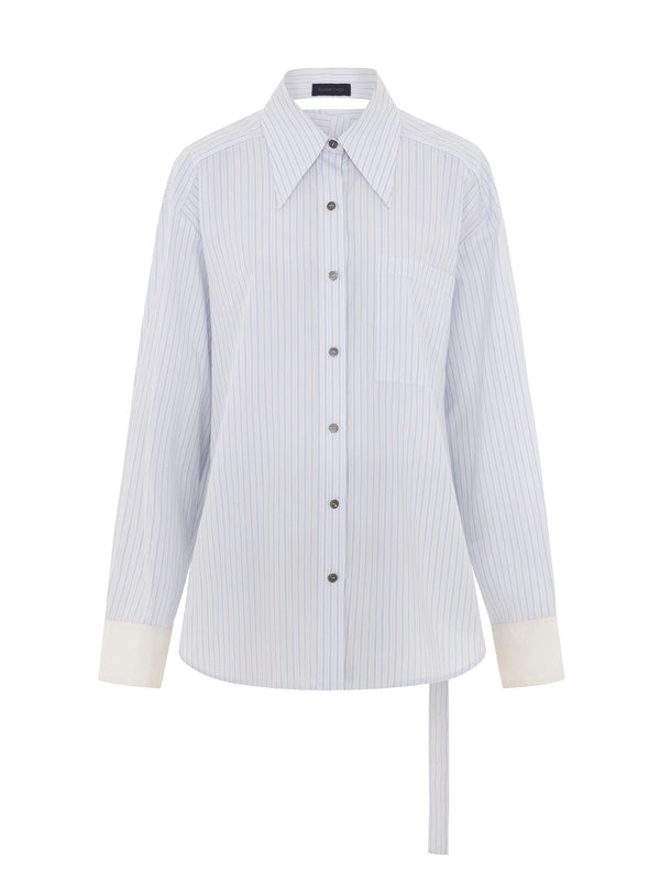 Eudon Choi Alene Shirt White And Blue Stripe
