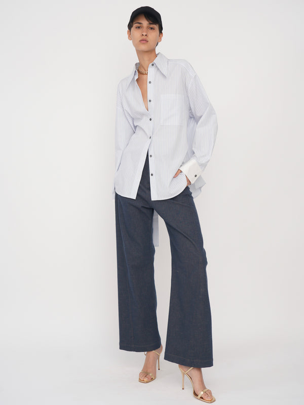 eudon choi Alene Shirt White and Blue Stripe