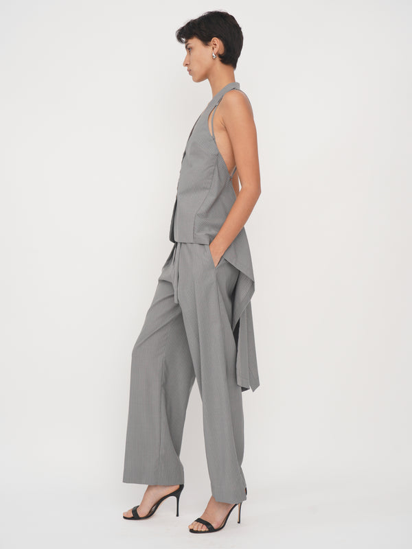 Eudon Choi Sinead Top Grey And White Stripe