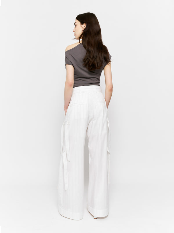 Eudon Choi Yva Trousers White And Black Stripe