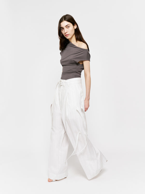 Eudon Choi Yva Trousers White And Black Stripe