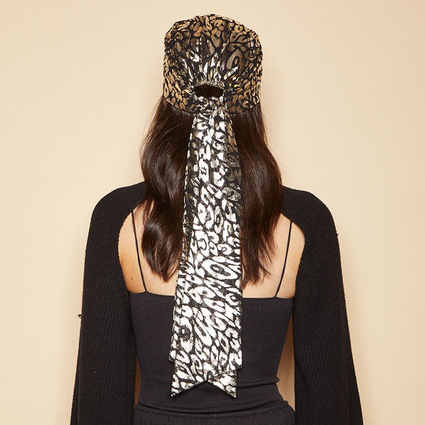 Eugenia Kim Gigi Leopard Metallic Headscarf