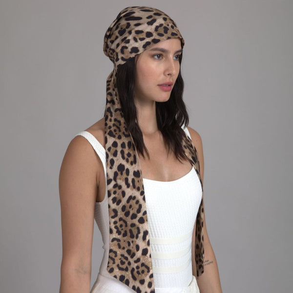 Eugenia Kim Gigi Leopard Satin Headscarf