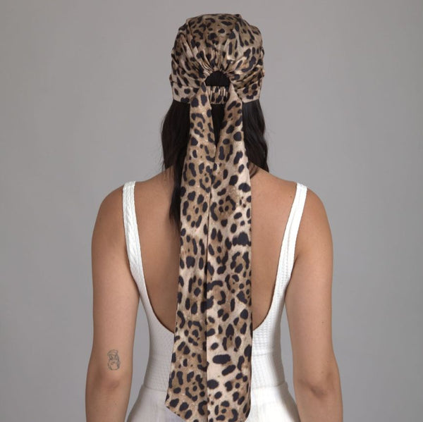 Eugenia Kim Gigi Leopard Satin Headscarf