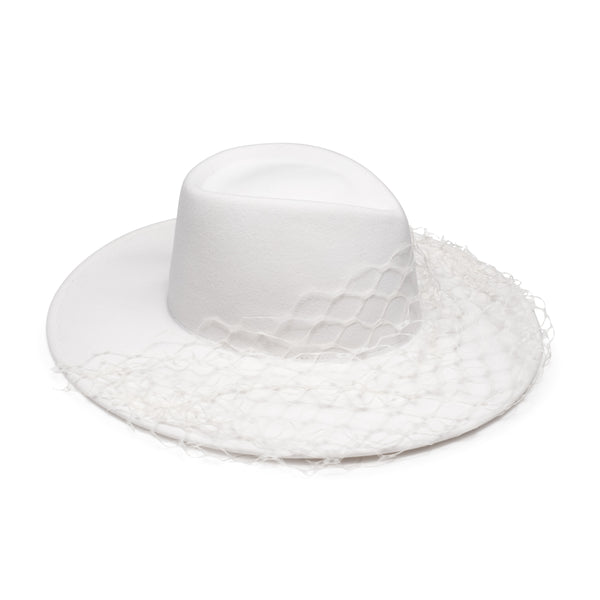 eugenia kim Harlowe Asymmetric Veil Fedora