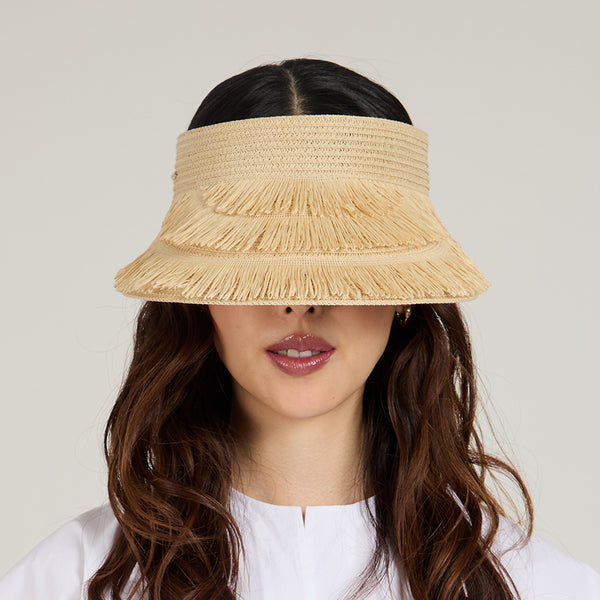 eugenia kim Lexi Lacquered Straw Visor