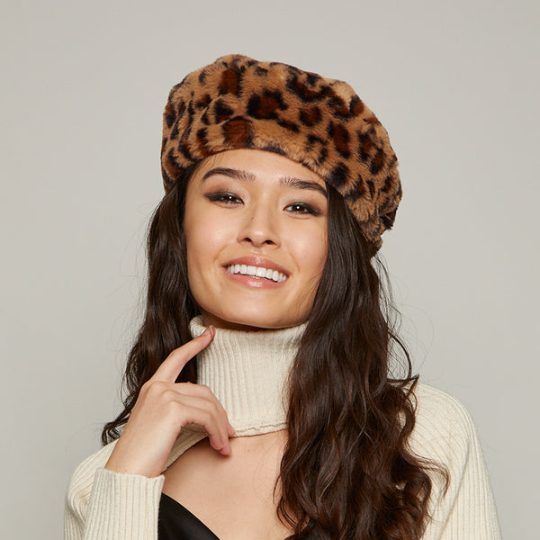 Eugenia Kim Mishka Leopard Faux-Fur Beret