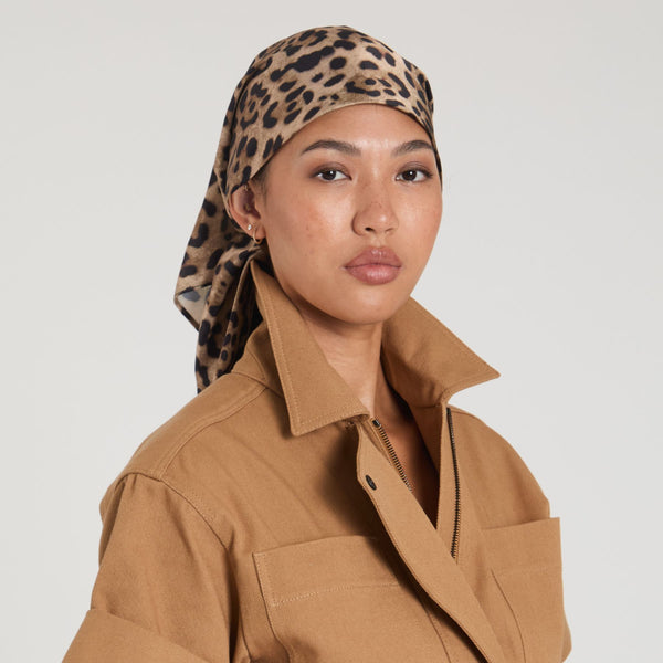 eugenia kim Raquel Leopard-Print Satin Headscarf