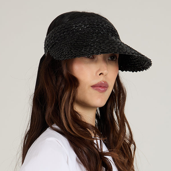 eugenia kim Ricky Lacquered Straw Visor