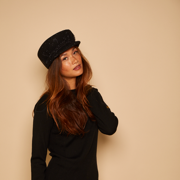 eugenia kim Sabrina in Black Crystal Mesh