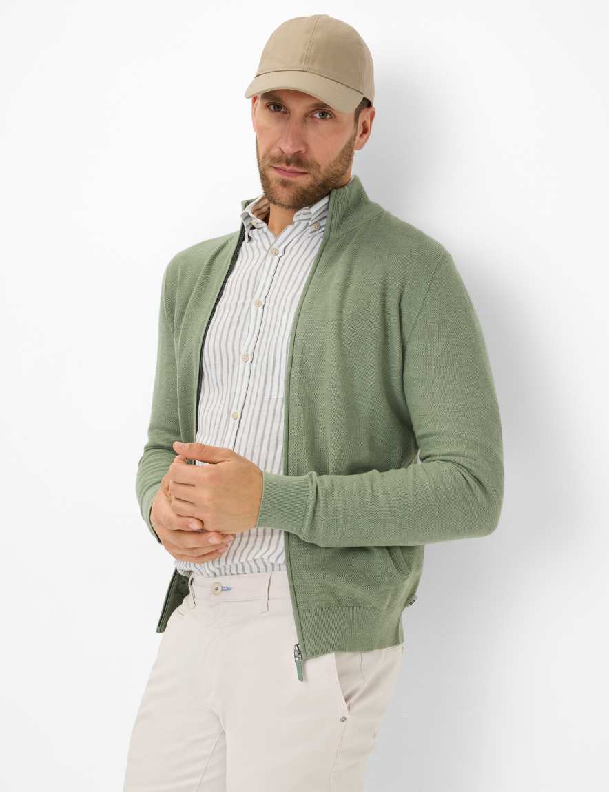 eurex by brax Men's fashion Cardigans Style JAKE Green ➜ - buy at Brax
