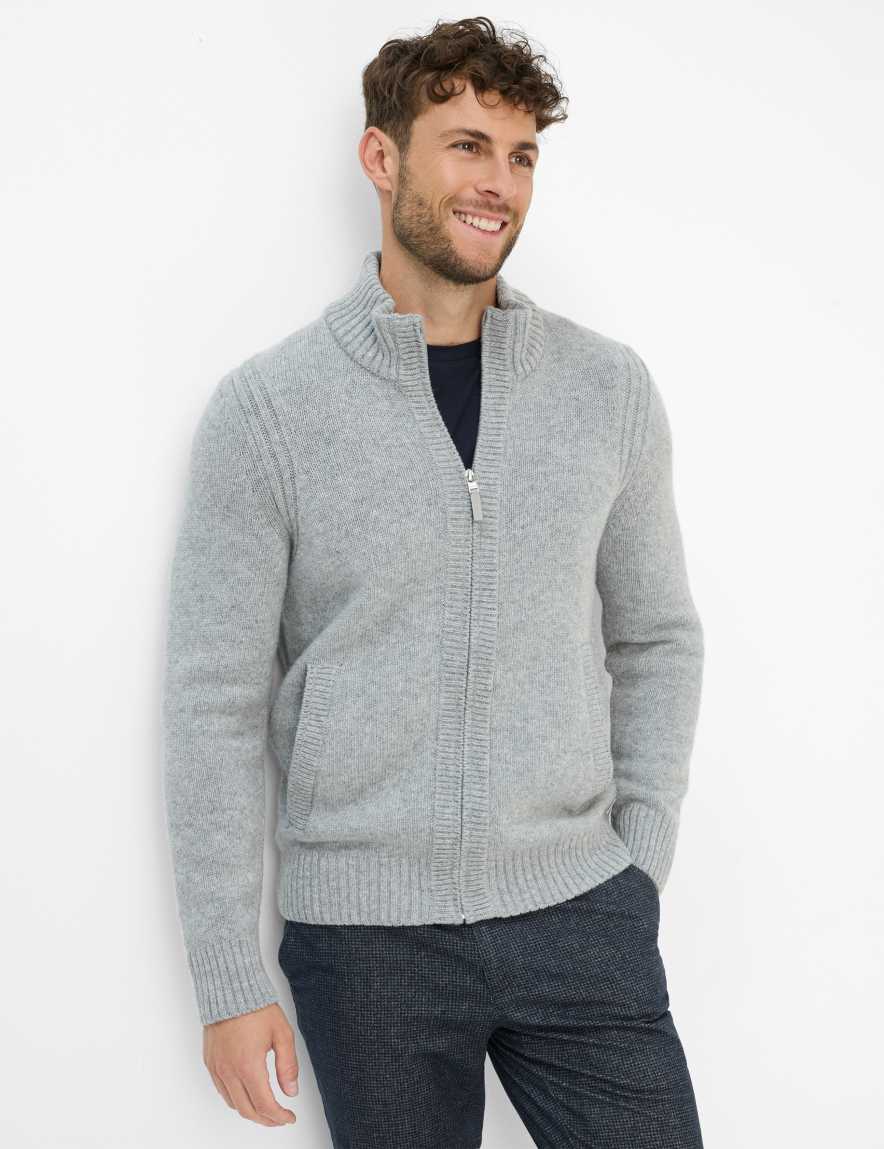 eurex by brax Men's fashion Cardigans Style JAKE Light Gray