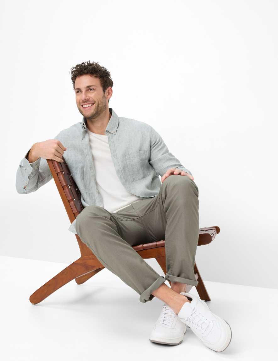 Eurex By Brax Men's Fashion Pants Style CADIZ Green - Olive Straight Fit