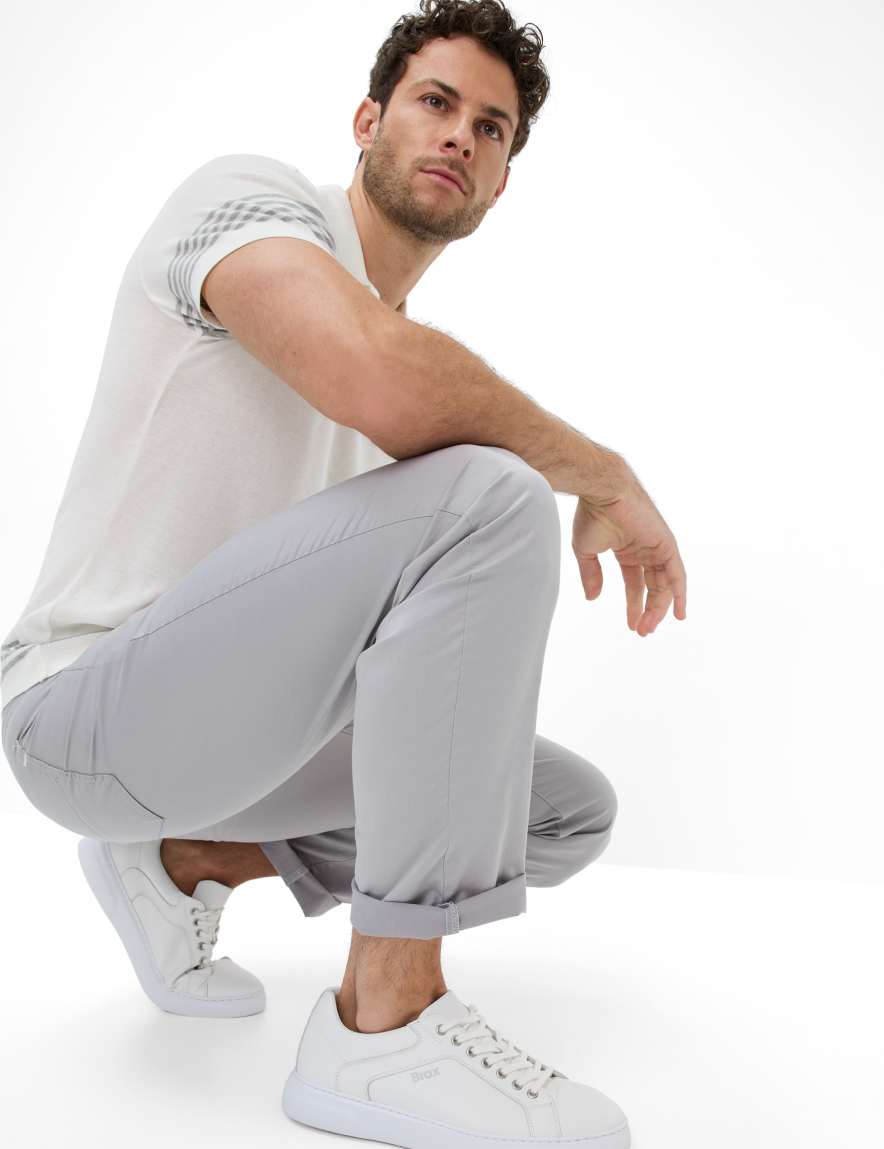 Eurex By Brax Men's Fashion Pants Style CADIZ Light Gray Straight Fit